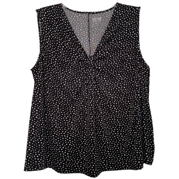 Apt. 9 Tops - APT 9 Black White Polka Dot Tank Top Knotted V-Neck Sleeveless Plus Size 1X